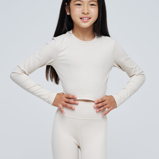 PDF2114 AirSoft Crop Long Sleeve - Crème Oat - 1 | color-creme-oat