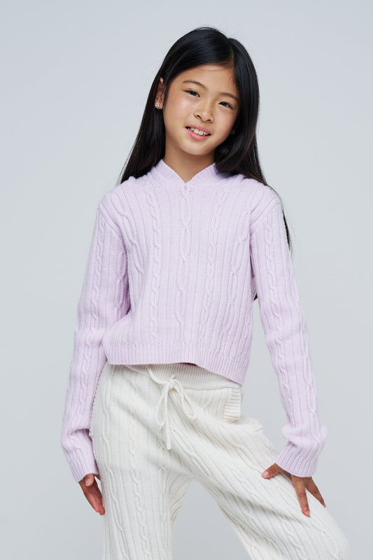 Cable Knit Cropped Hoodie