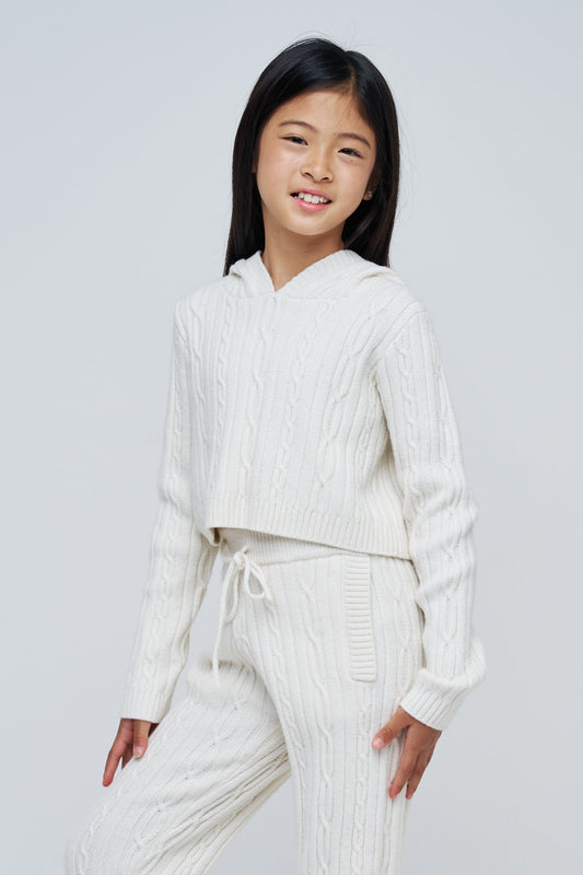 Cable Knit Cropped Hoodie
