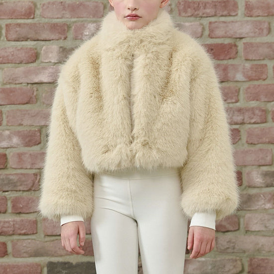 PDF2103 Faux Fur Crop Jacket - Crème Oat - 16 | color-creme-oat