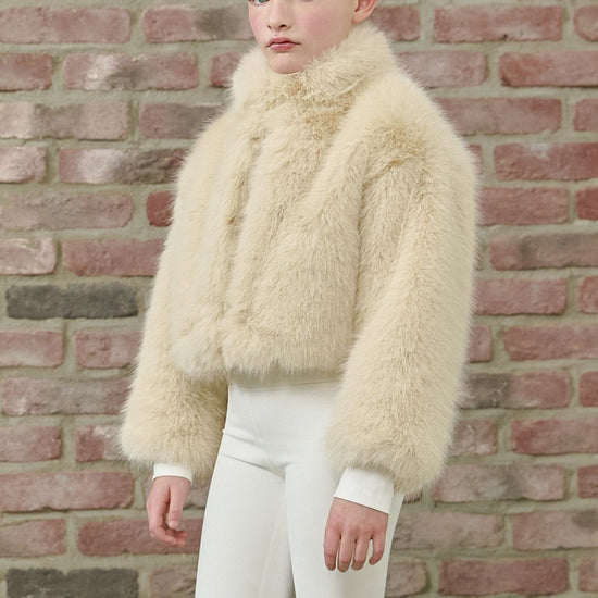 PDF2103 Faux Fur Crop Jacket - Crème Oat - 18 | color-creme-oat