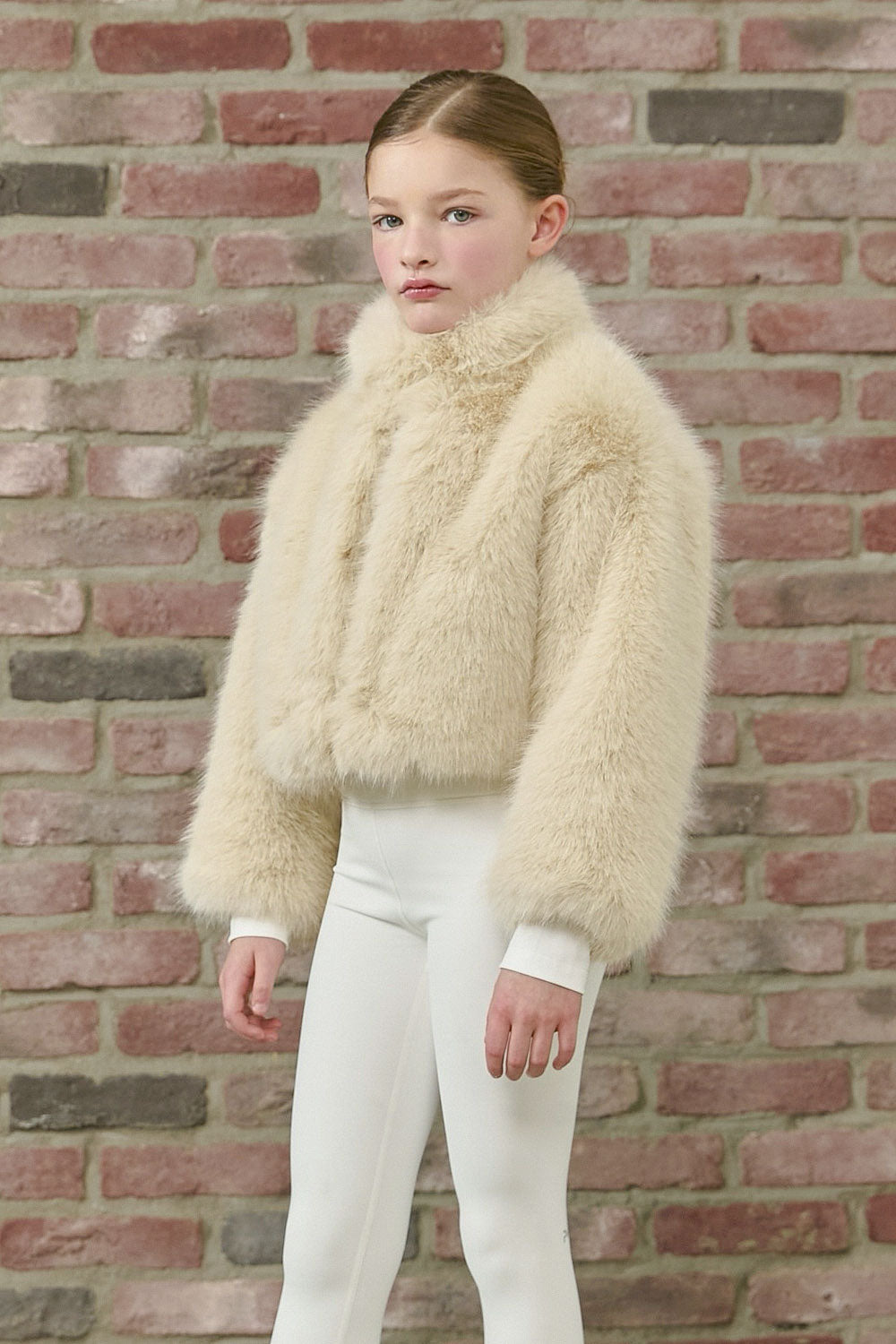 PDF2103 Faux Fur Crop Jacket - Crème Oat - 18 | color-creme-oat