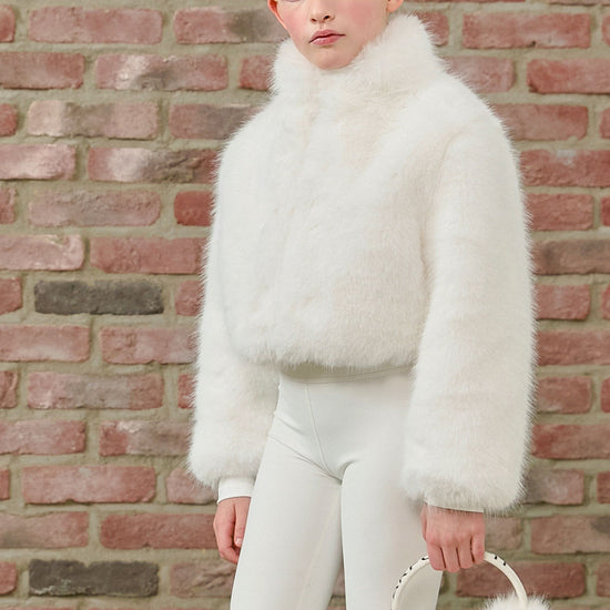 PDF2103 Faux Fur Crop Jacket - Frosted White - 14 | color-frosted-white