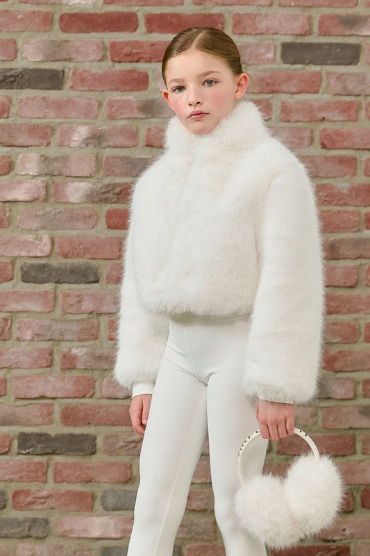 PDF2103 Faux Fur Crop Jacket - Frosted White - 14 | color-frosted-white