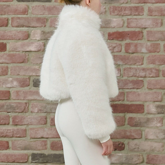PDF2103 Faux Fur Crop Jacket - Frosted White - 20 | color-frosted-white