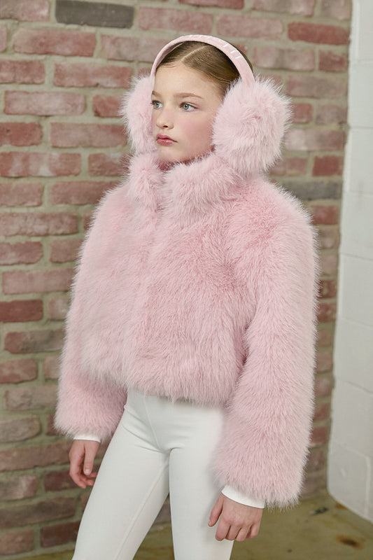 PDF2103 Faux Fur Crop Jacket - Petal Dust - 21 | color-petal-dust