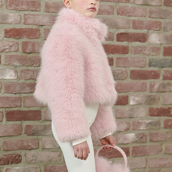 PDF2103 Faux Fur Crop Jacket - Petal Dust - 22 | color-petal-dust