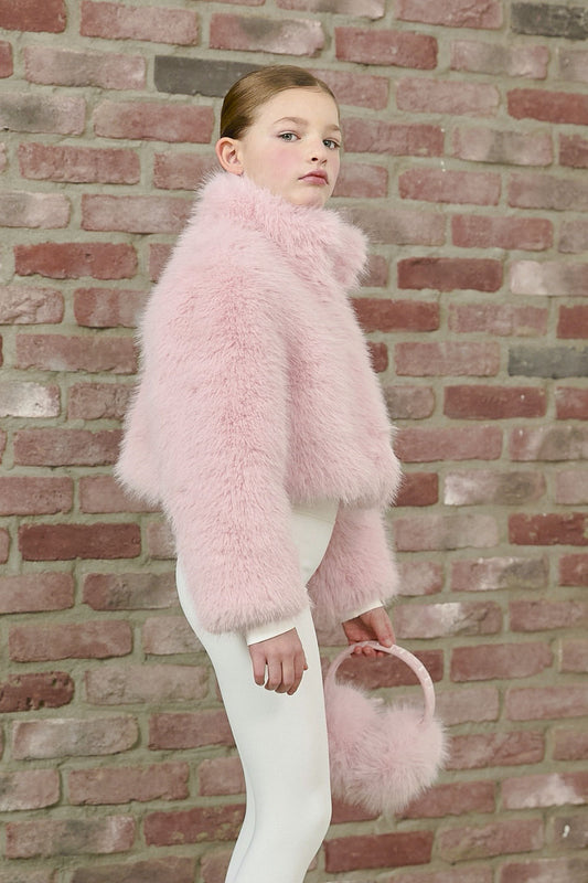 PDF2103 Faux Fur Crop Jacket - Petal Dust - 22 | color-petal-dust