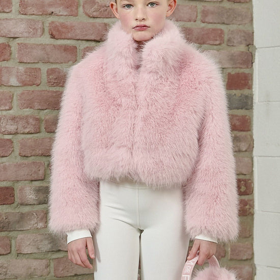 PDF2103 Faux Fur Crop Jacket - Petal Dust - 24 | color-petal-dust