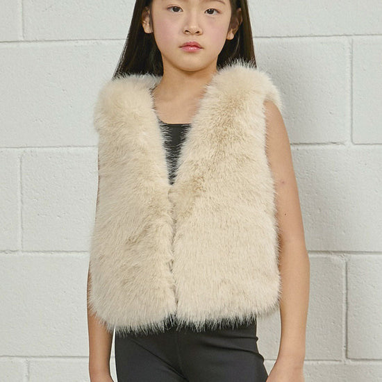 PDF2104 Faux Fur Vest - Crème Oat - 25 | color-creme-oat