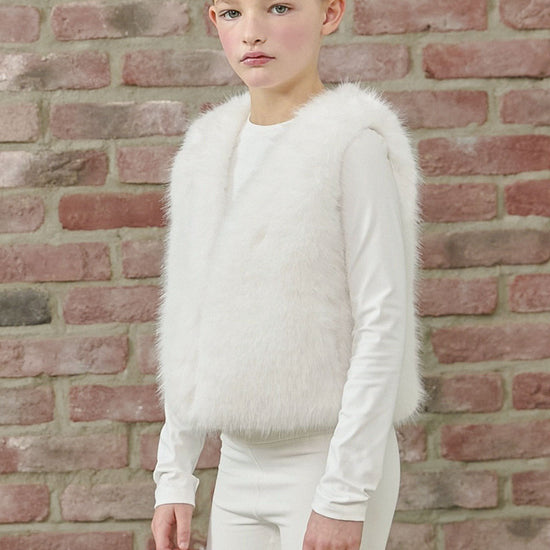 PDF2104 Faux Fur Vest - Frosted White - 31 | color-frosted-white
