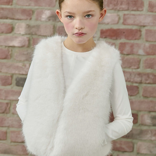 PDF2104 Faux Fur Vest - Frosted White - 32 | color-frosted-white