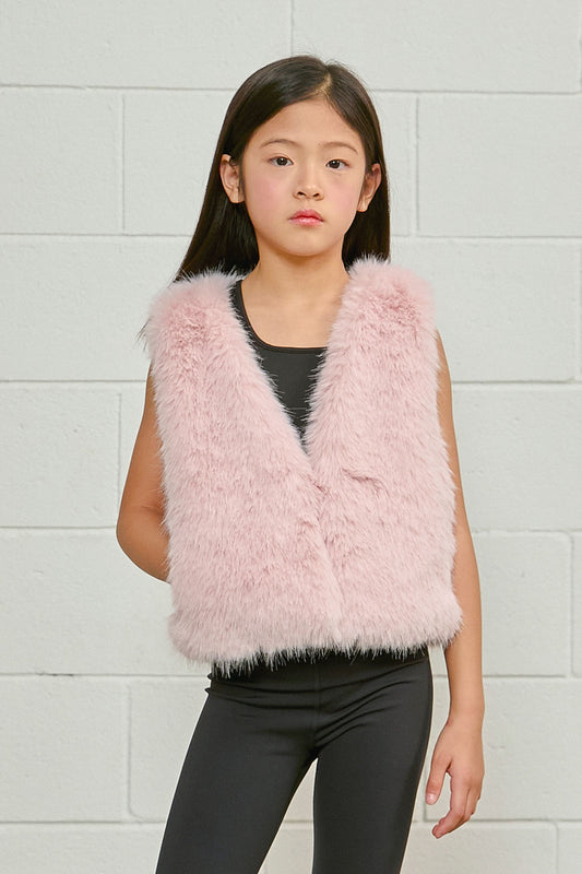 PDF2104 Faux Fur Vest - Petal Dust - 1 | color-petal-dust