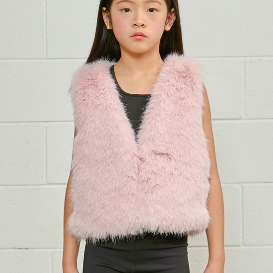 PDF2104 Faux Fur Vest - Petal Dust - 2 | color-petal-dust
