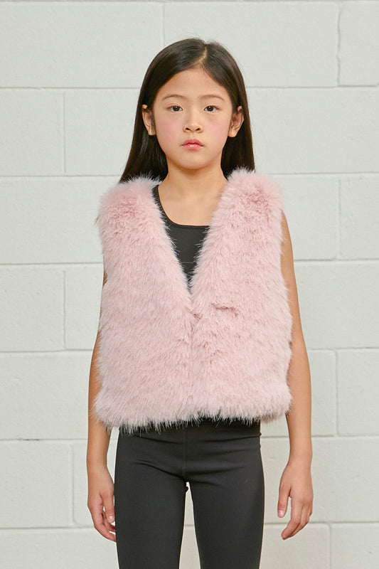 PDF2104 Faux Fur Vest - Petal Dust - 2 | color-petal-dust