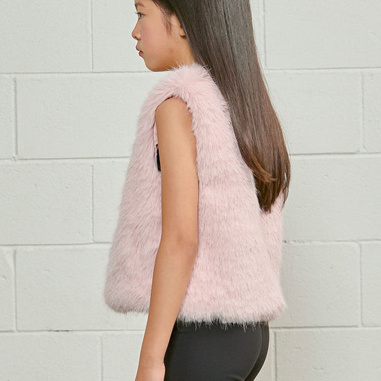 PDF2104 Faux Fur Vest - Petal Dust - 9 | color-petal-dust