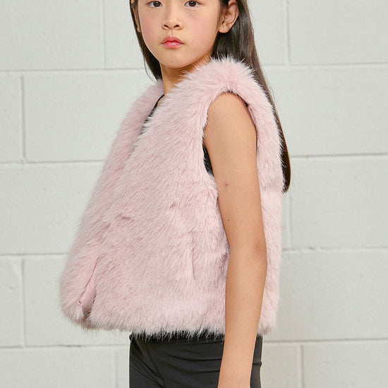 PDF2104 Faux Fur Vest - Petal Dust - 10 | color-petal-dust